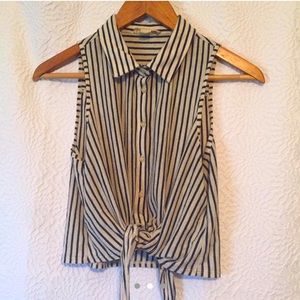 Striped Collared Crop top